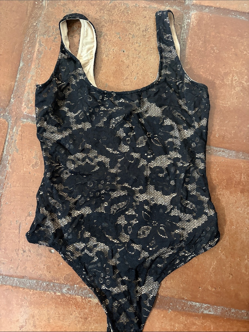 Generation Love Black Lace Bodysuit with Nude Lining